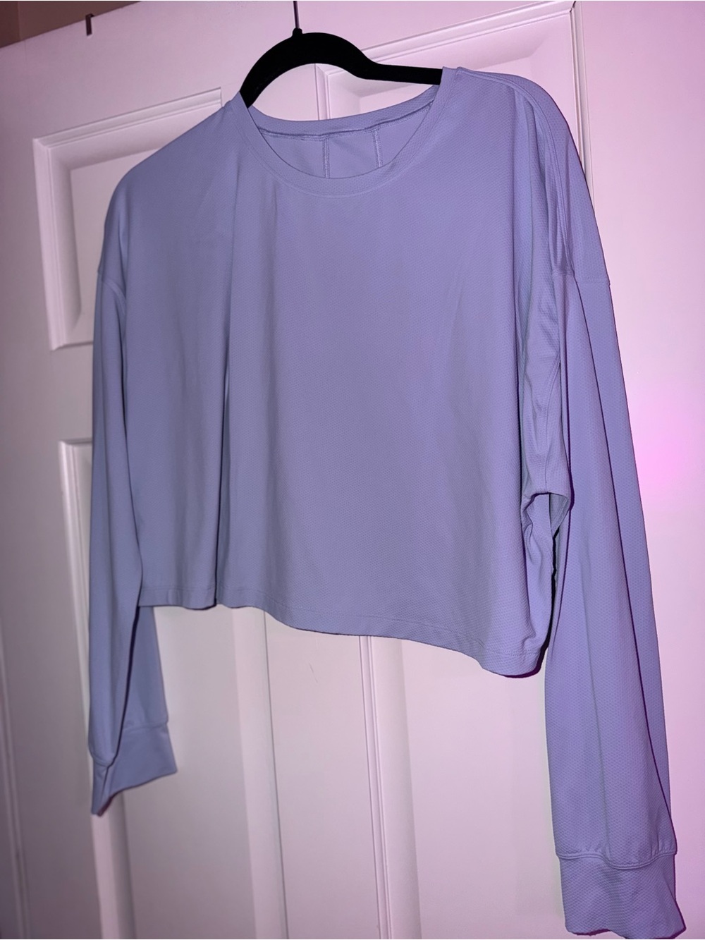 Lululemon Muscle Love Long Sleeve Shirt Crop Oversized Blue Linen 10 LkNew